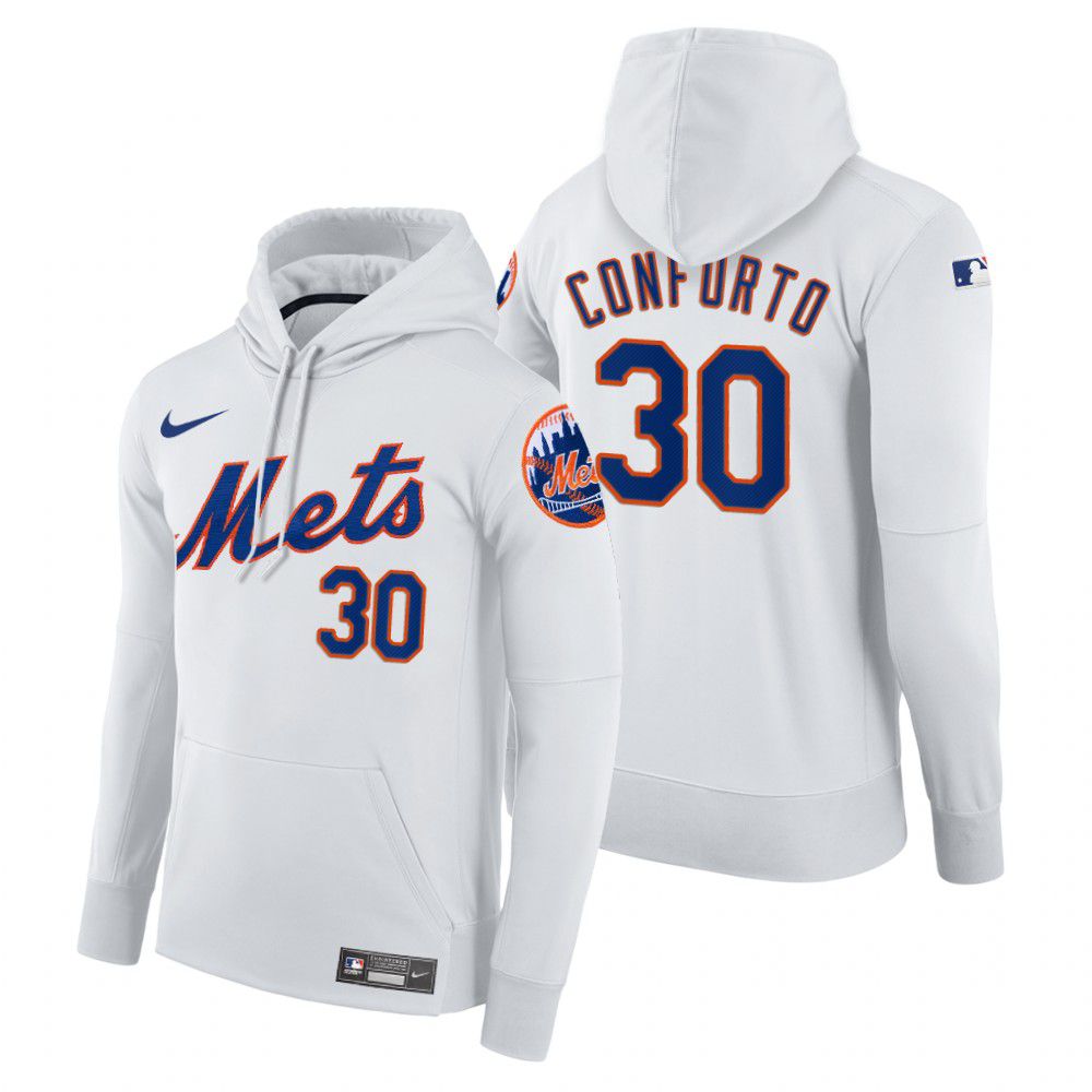 Men New York Mets #30 Conforto white home hoodie 2021 MLB Nike Jerseys